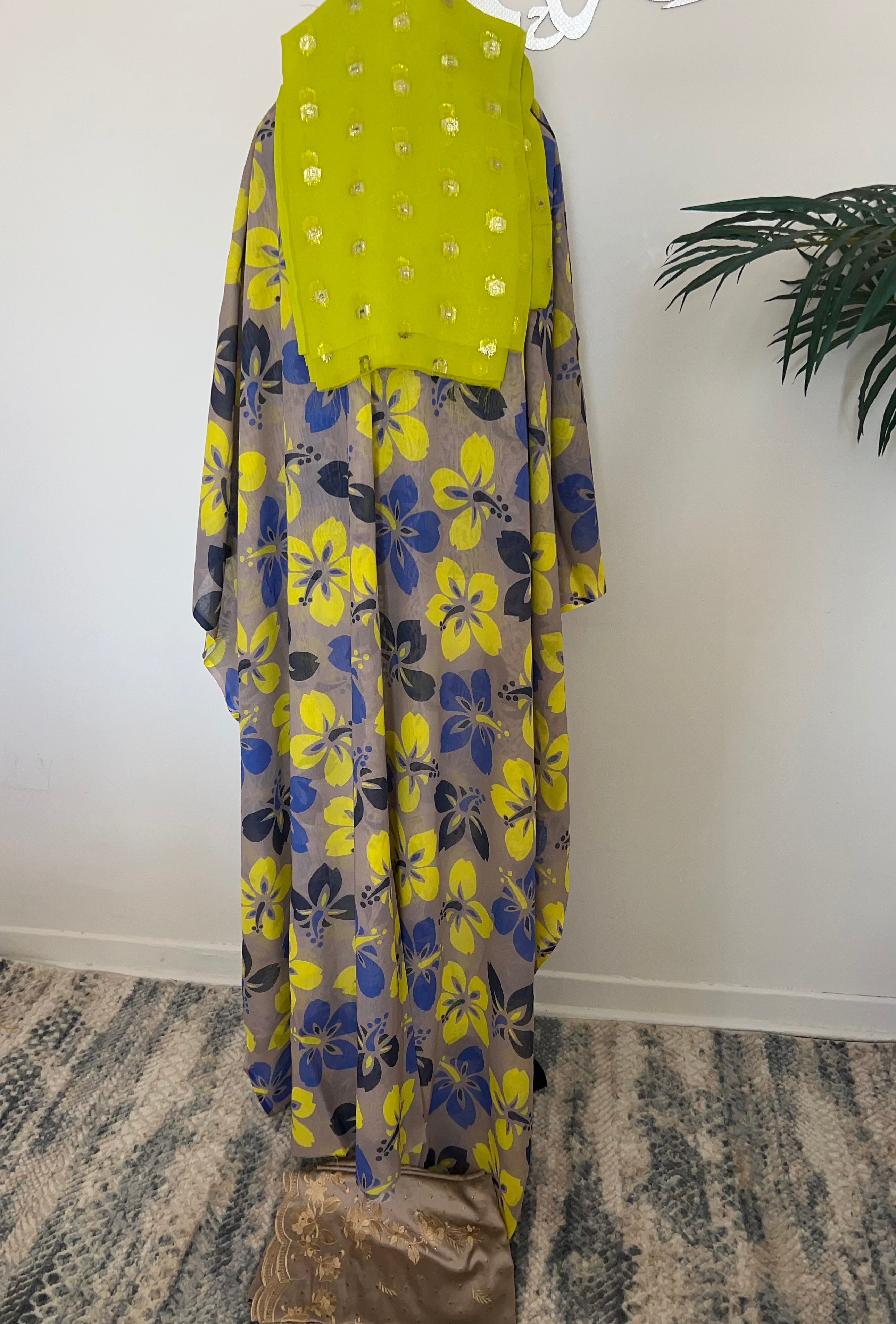 Green Dirac Somale print with floral. full bac, free size 3Pcs