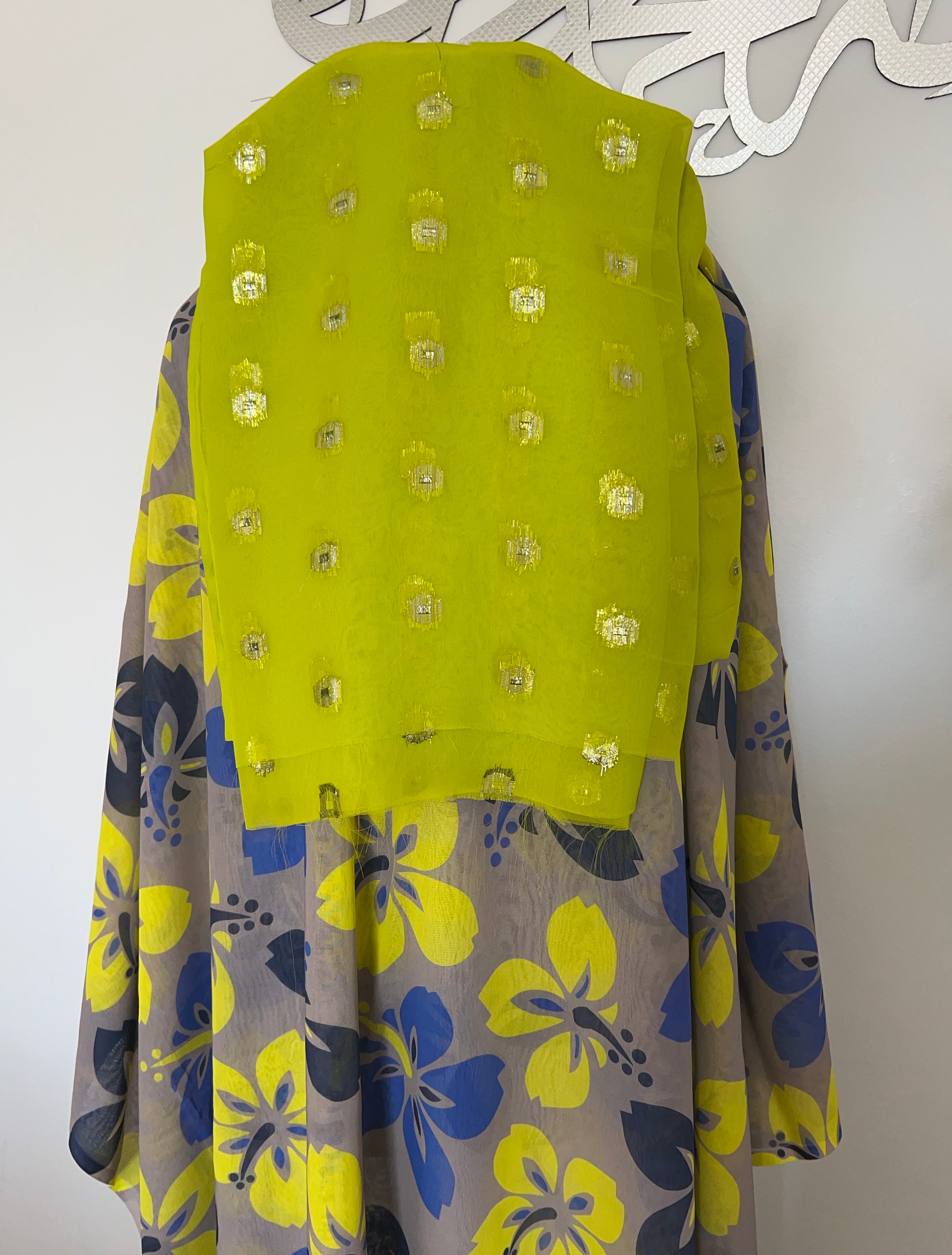 Green Dirac Somale print with floral. full bac, free size 3Pcs