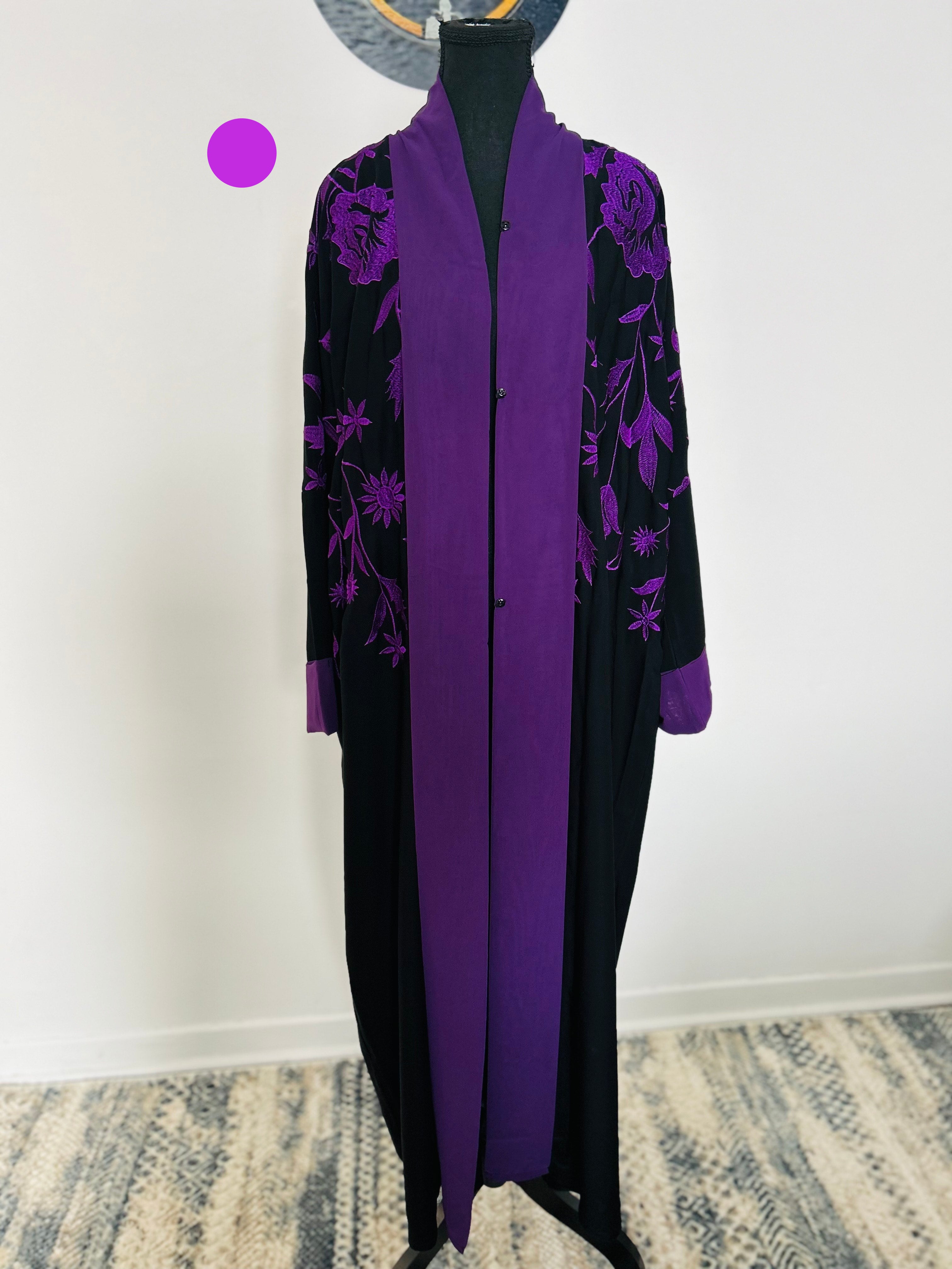 Purple/Black Abaya with hijab