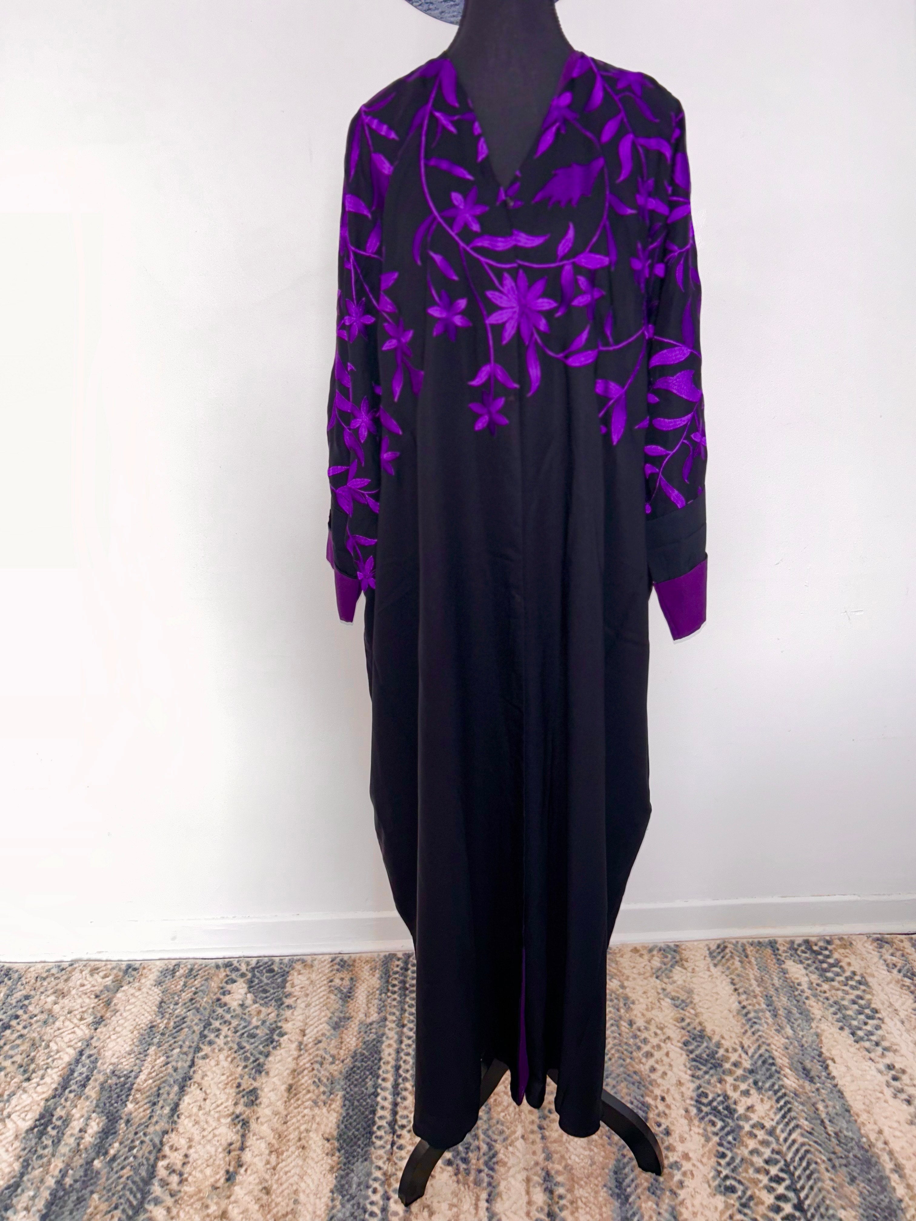Purple/Black Abaya with hijab