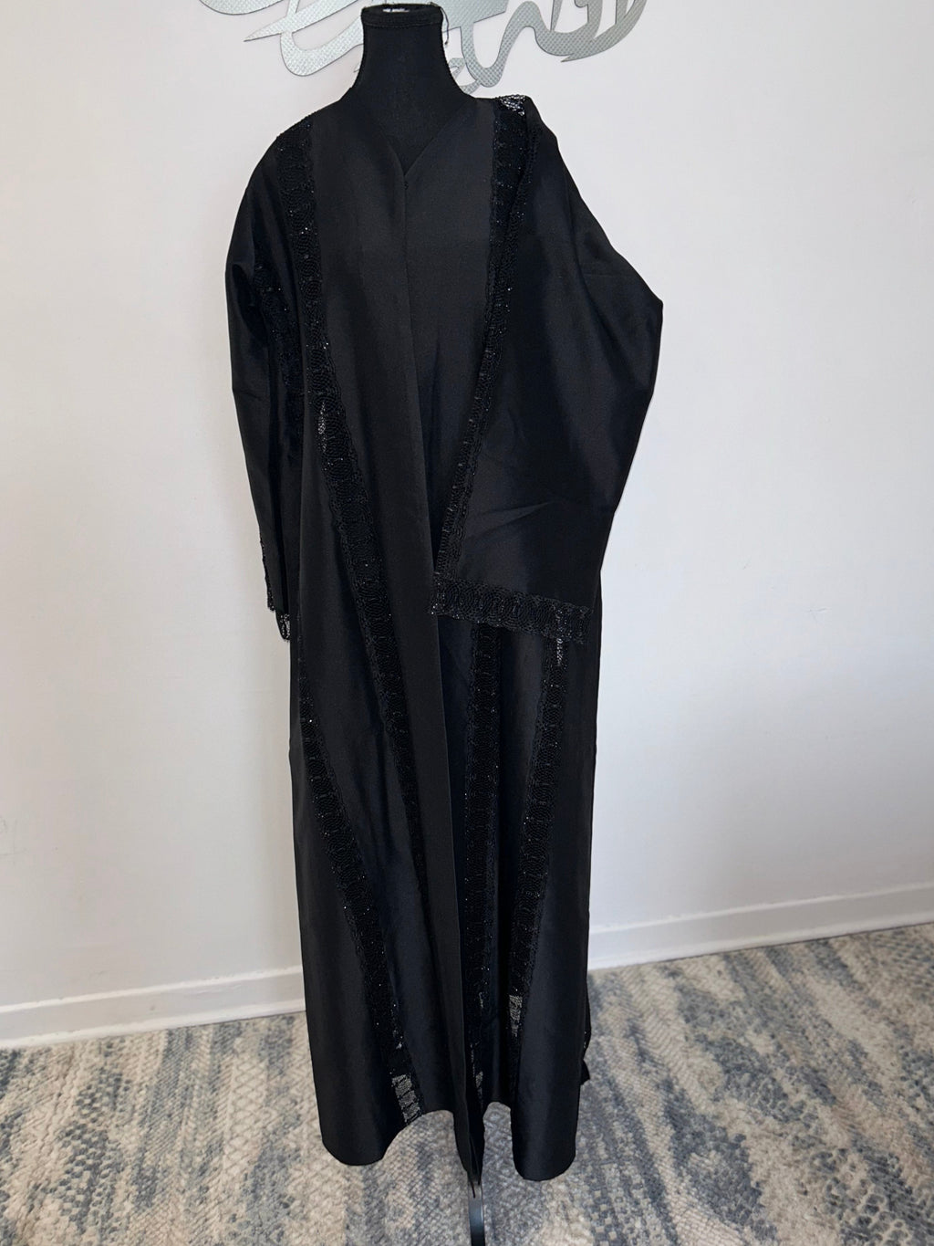 Luxury silk black abaya