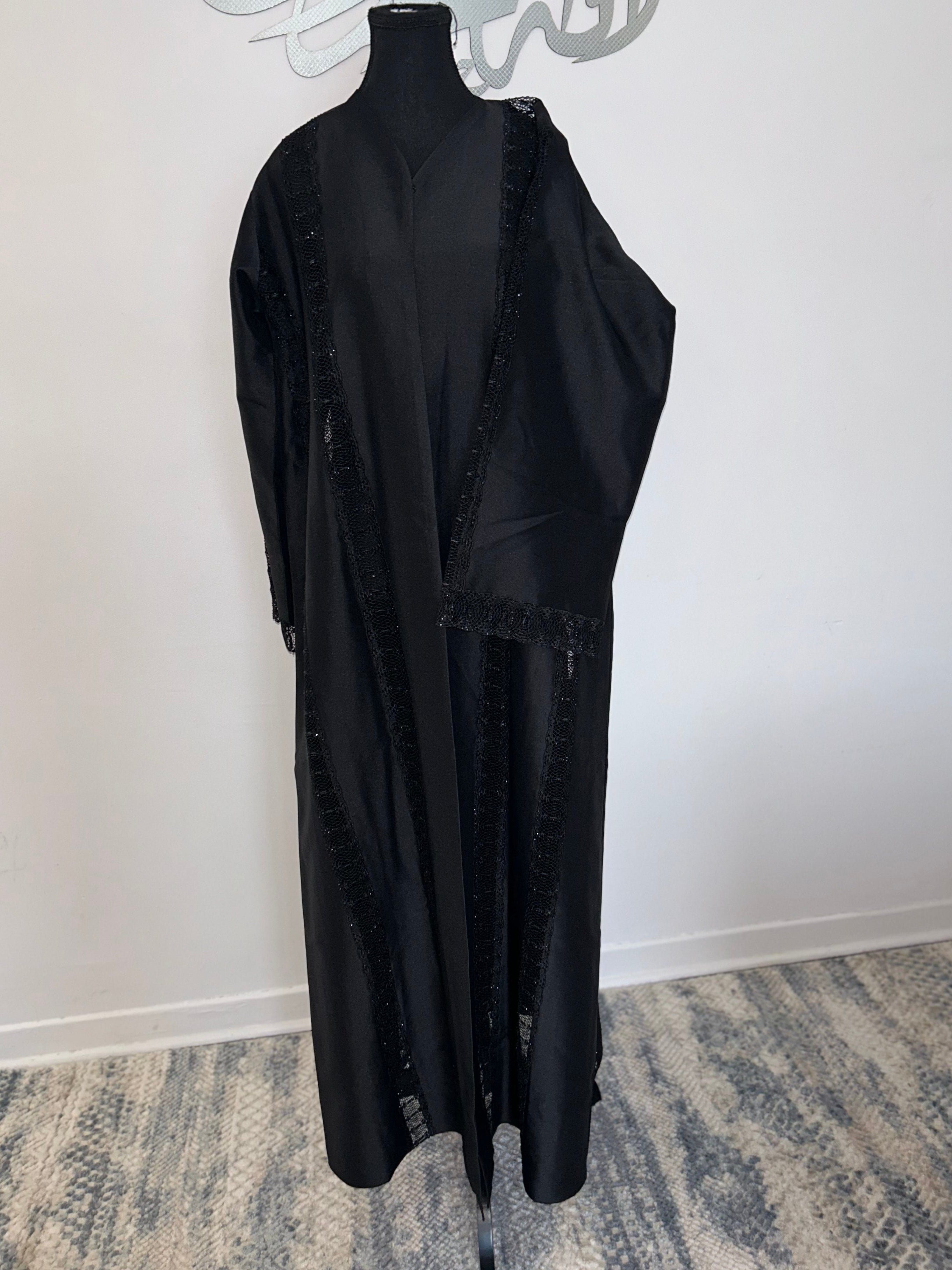Luxury silk black abaya