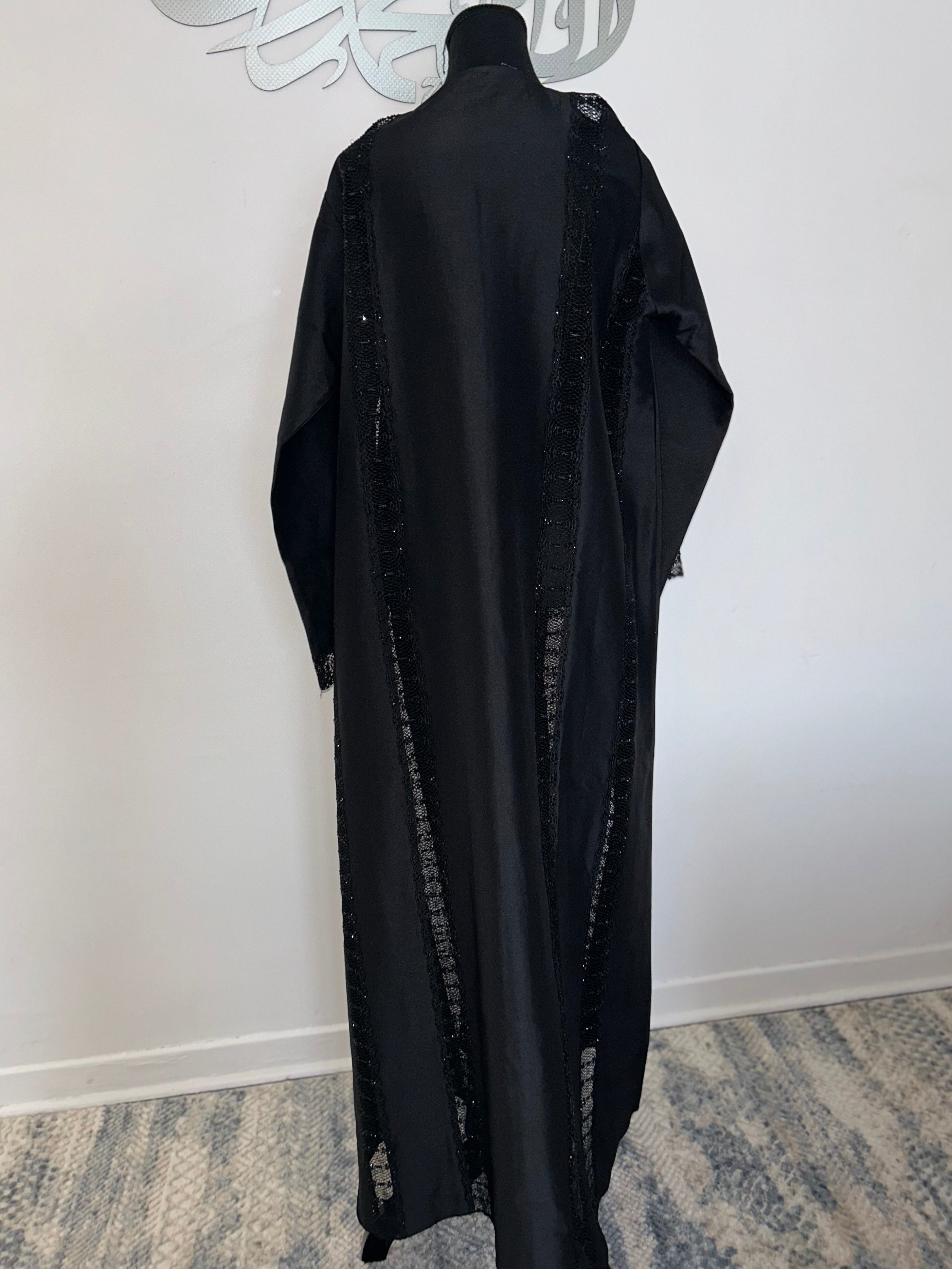 Luxury silk black abaya