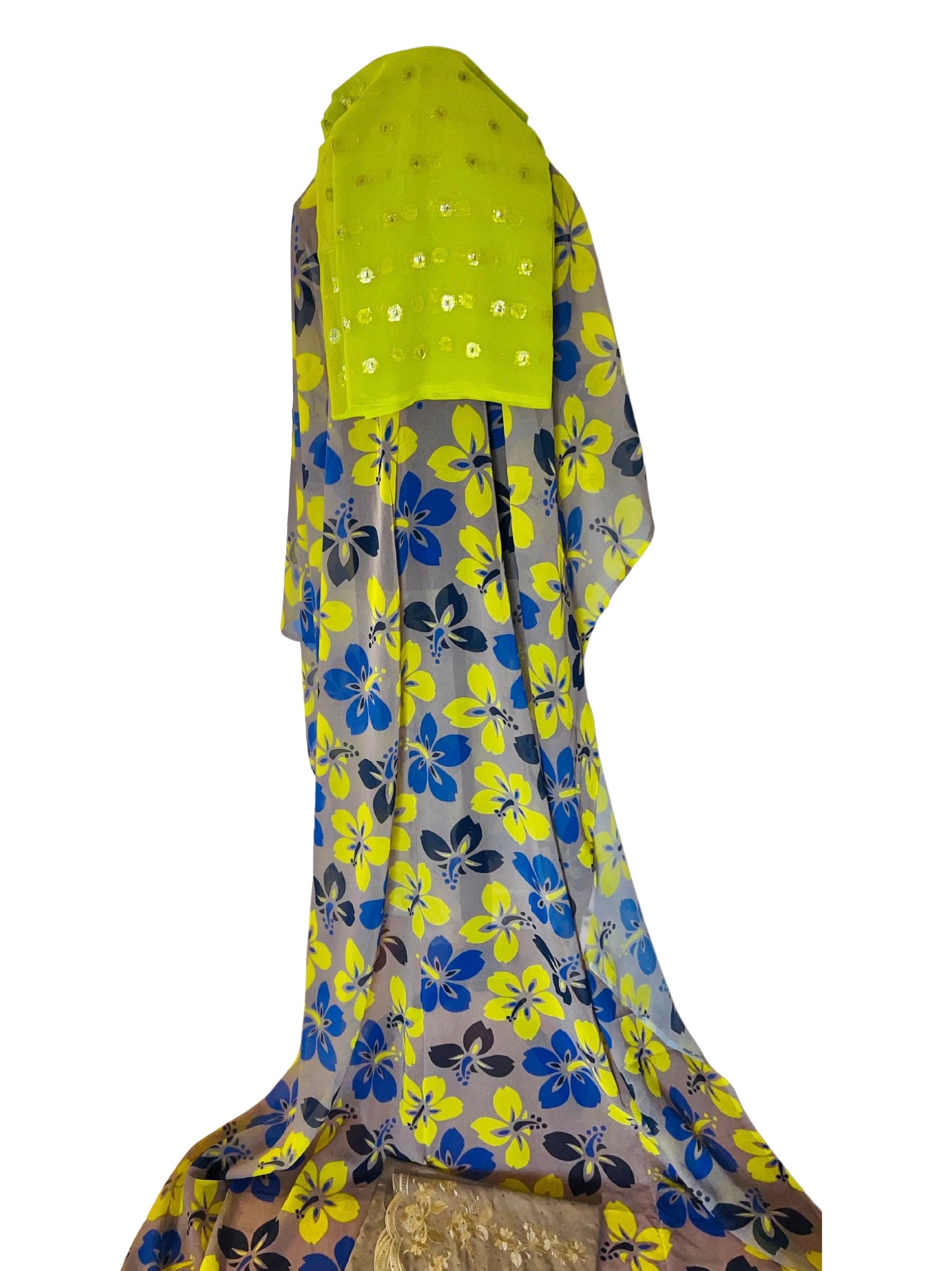 Green Dirac Somale print with floral. full bac, free size 3Pcs