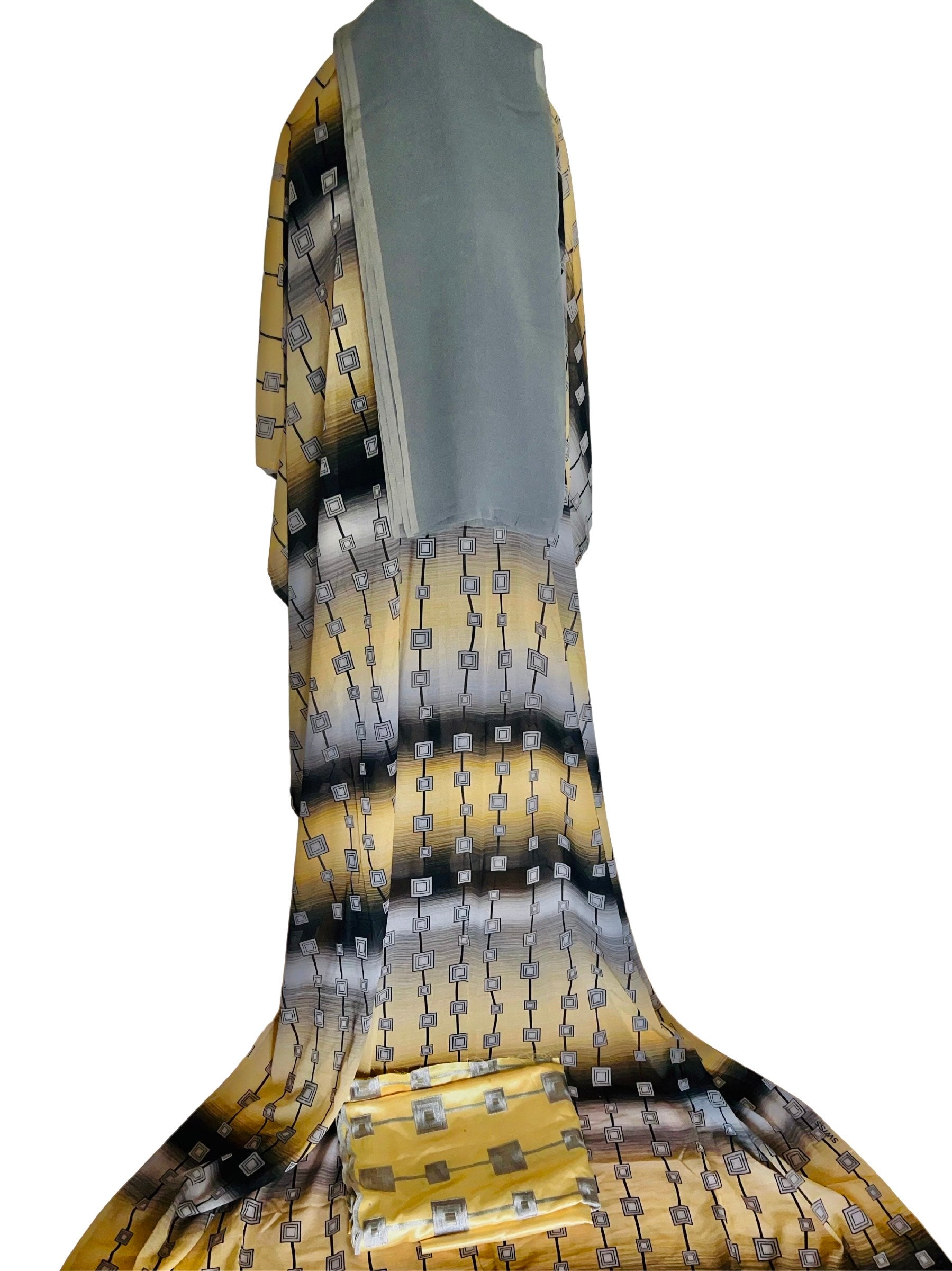 Beautiful swiss dirac, Free size. Its full bac with gray garbasaar and yallow gogora