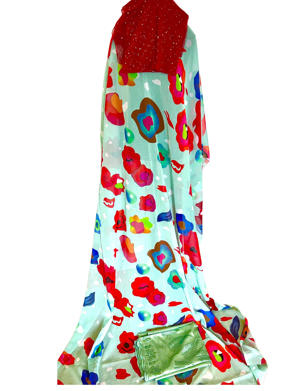 Dirac somali full bac set. Free size with green gogora and red dentelle garbasaar soft material