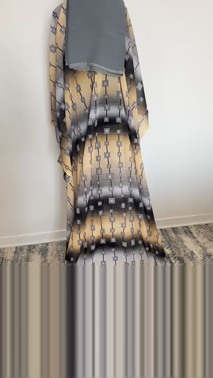 Beautiful swiss dirac, Free size. Its full bac with gray garbasaar and yallow gogora