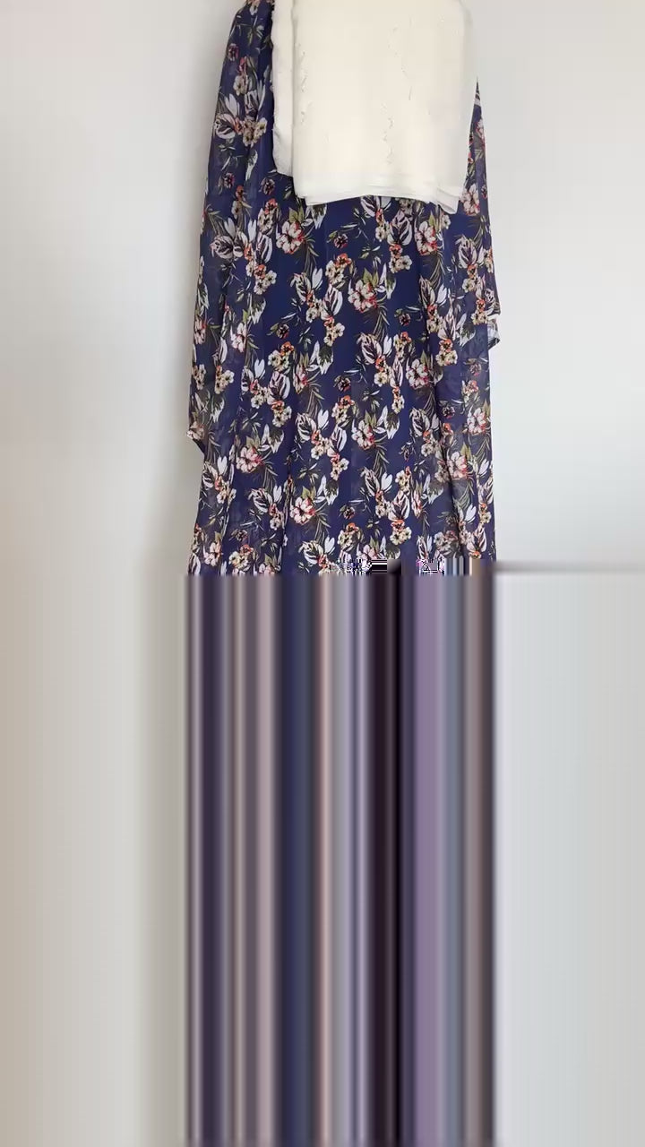 Euro modda dirac set Free siz. full bac with white chiffon garbasaar and blue navy gogora